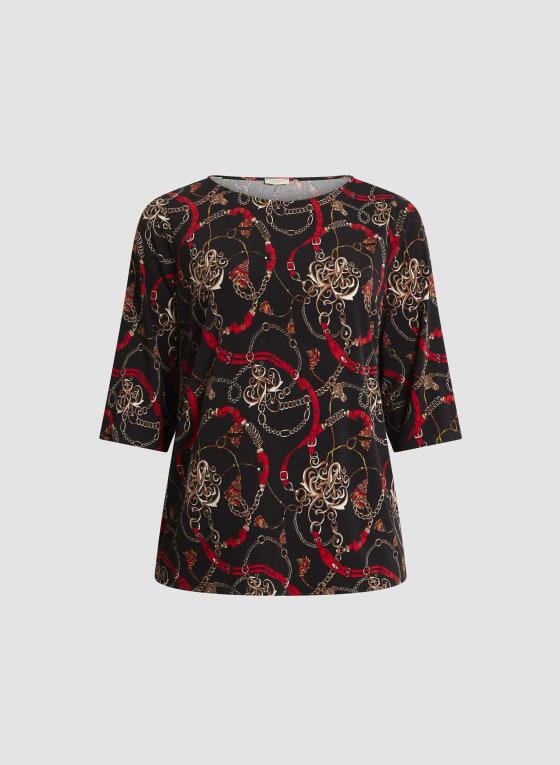 Mixed Print Dolman Sleeve Top