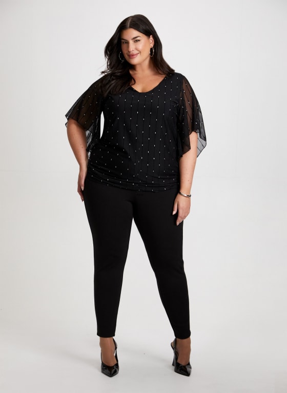 Stripe Motif Glitter Top