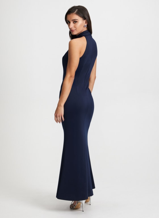 Cascading Ruffle Halter Neck Dress