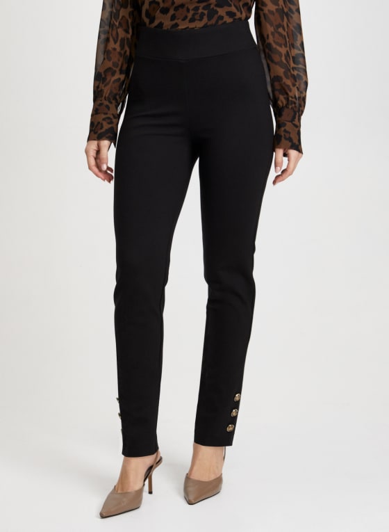 Pull-On Button Detail Pants