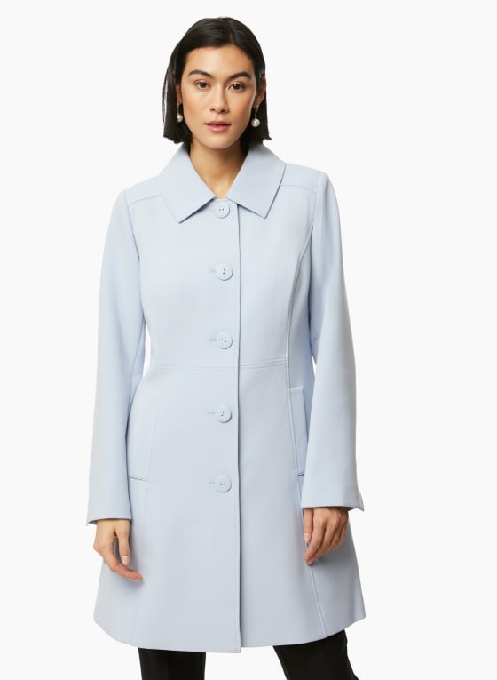 Button Front Tricotine Trench Coat