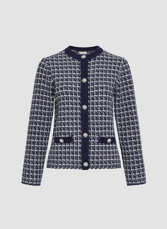 Button Front Bouclé Cardigan