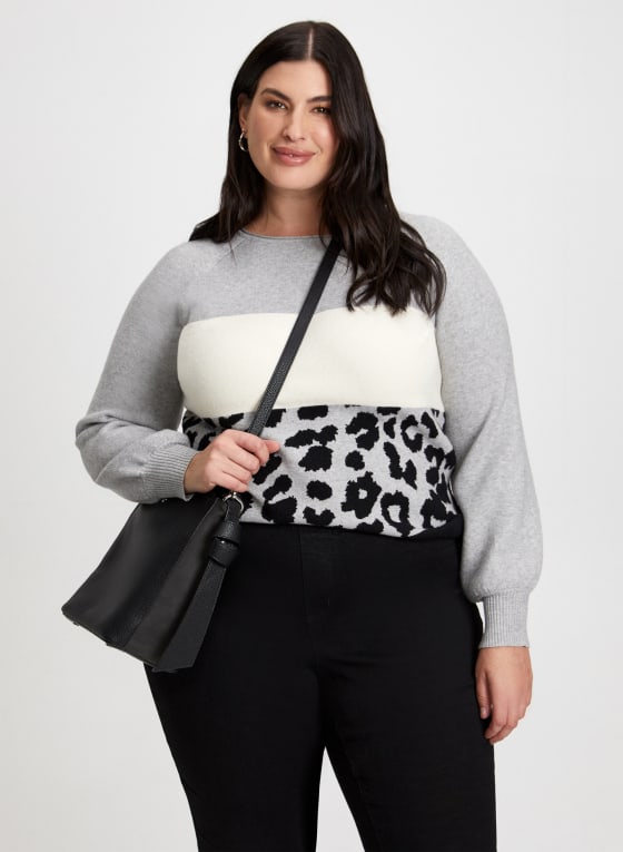 Colour Block Animal Print Sweater