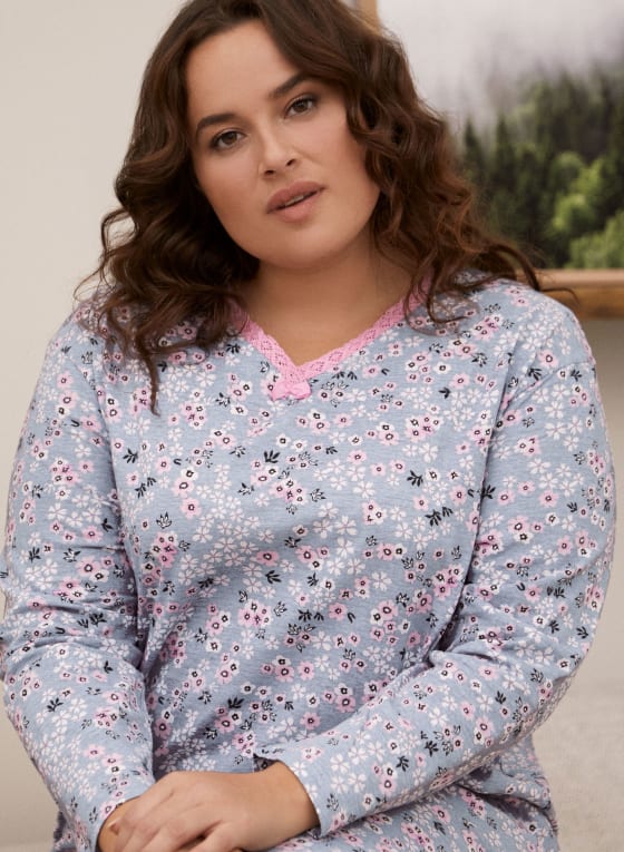 Floral Print Cotton Nightgown