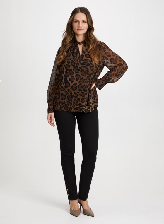 Pull-On Button Detail Pants