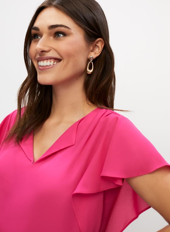 Short Ruffle Sleeve Blouse