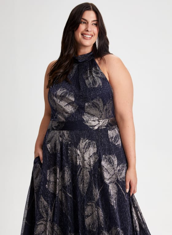 Floral Print Halter Neck Dress