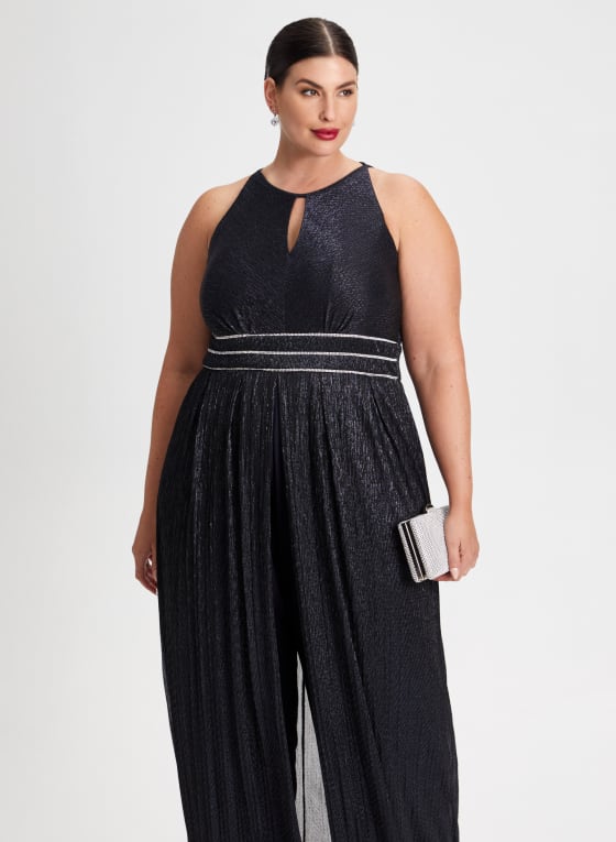 Metallic Halter Neck Jumpsuit