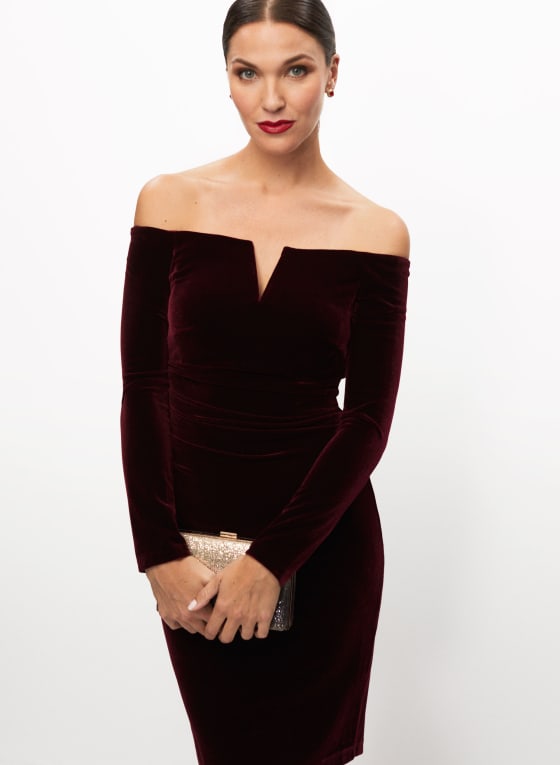 Velvet Split Neck Dress