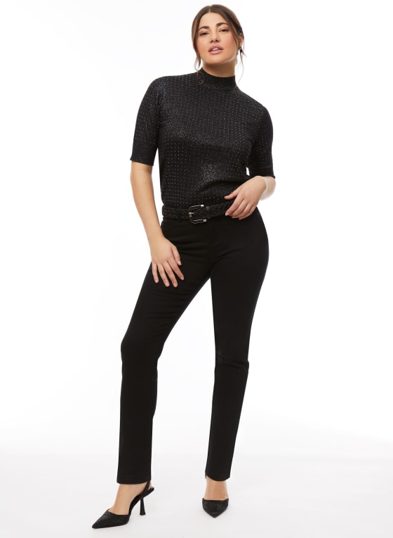 Rhinestone Mock Neck Sweater