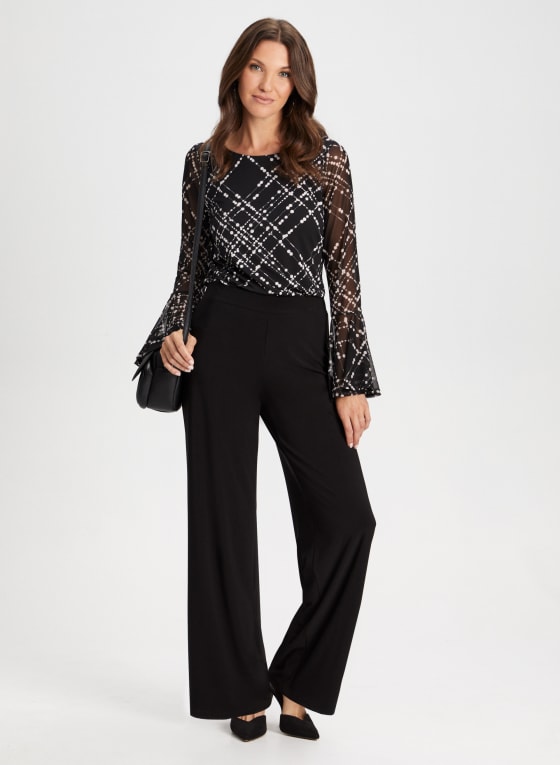 Pull-On Wide Leg Jersey Pants