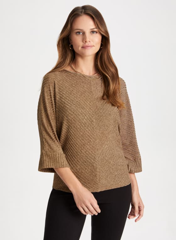 3/4 Dolman Sleeve Rib Knit Top
