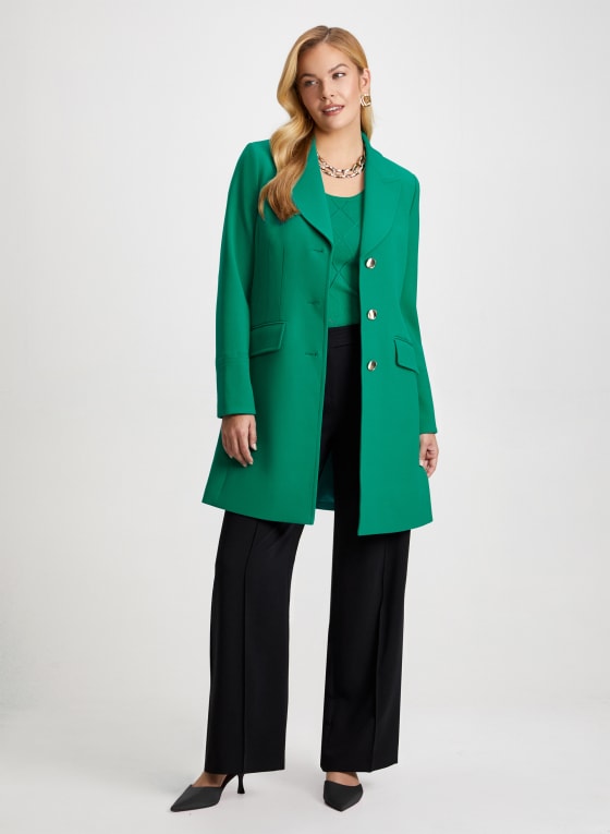 Button Front Tricotine Coat