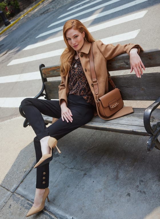 Pull-On Button Detail Pants