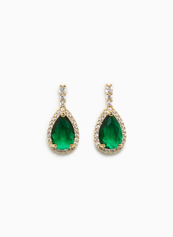 Faceted Stone Dangle Earrings