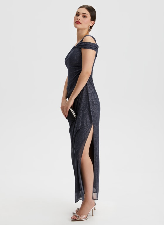 Shimmer Detail Long Slit Dress