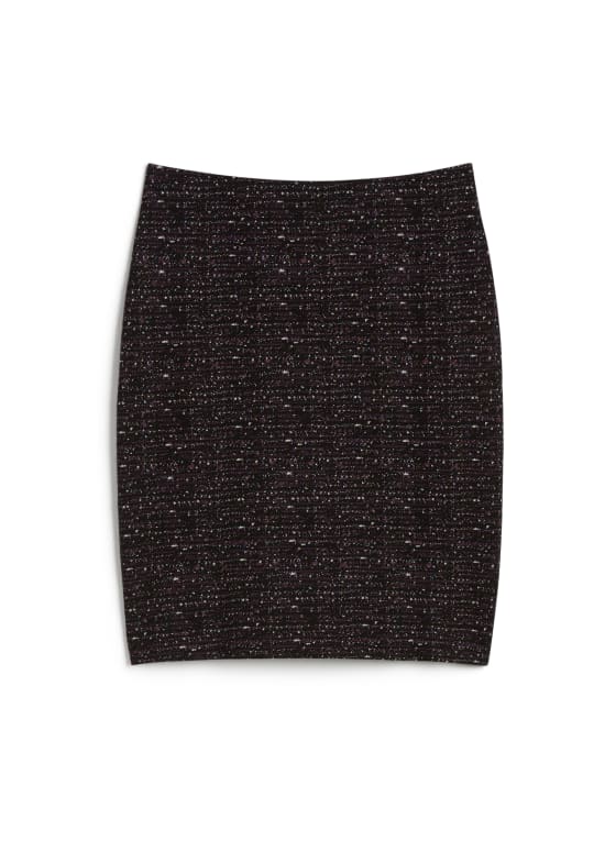 Pull-On Tweed Print Pencil Skirt