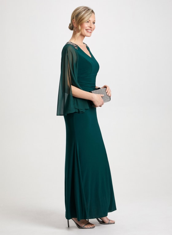 Beaded Detail Chiffon Gown