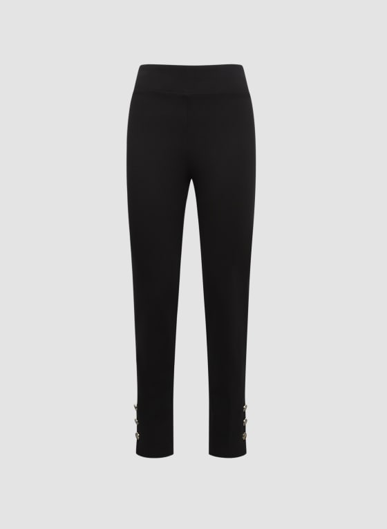 Pull-On Button Detail Pants