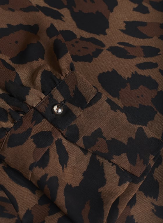 Twist Neck Animal Motif Blouse