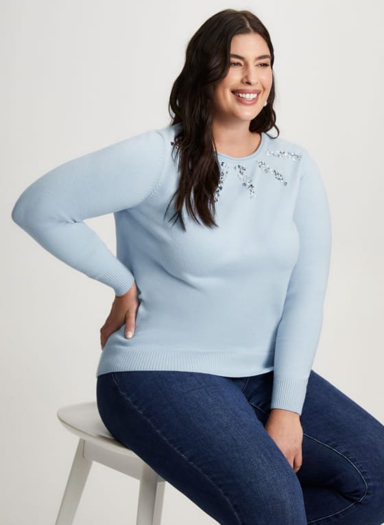 Rhinestone Detail Sweater
