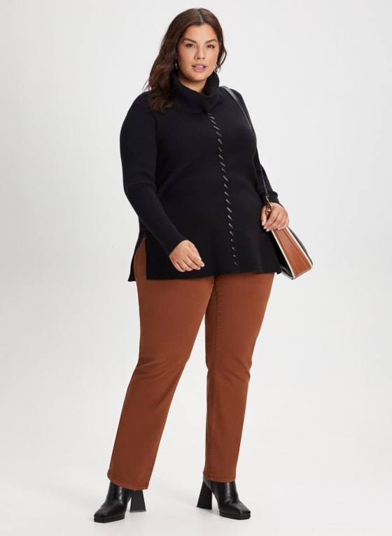 Stitch Detail Cowl Neck Sweater