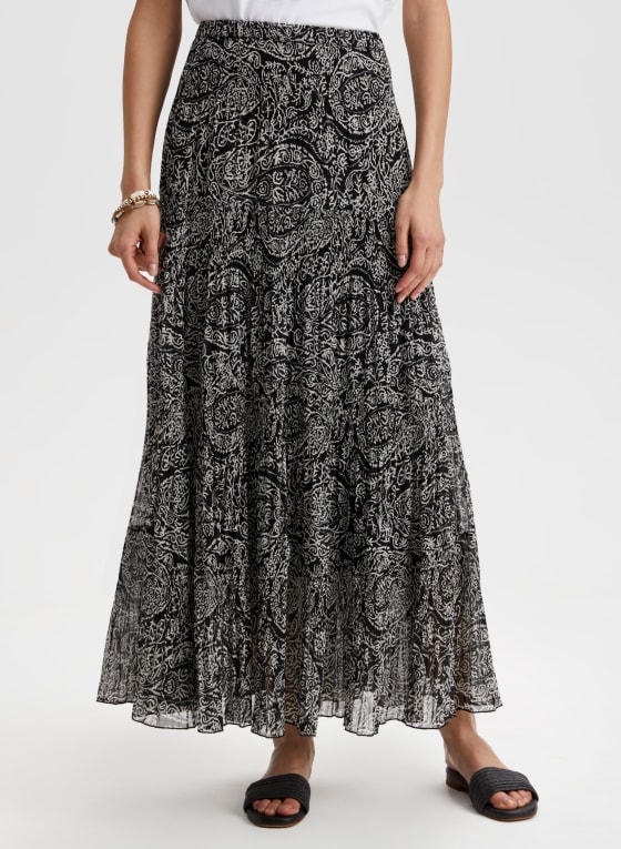 Pull-On Paisley Print Skirt