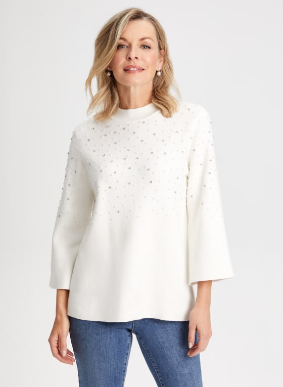 Embellished Mock Neck Sweater