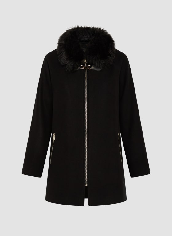 Faux Fur Wool Blend Coat
