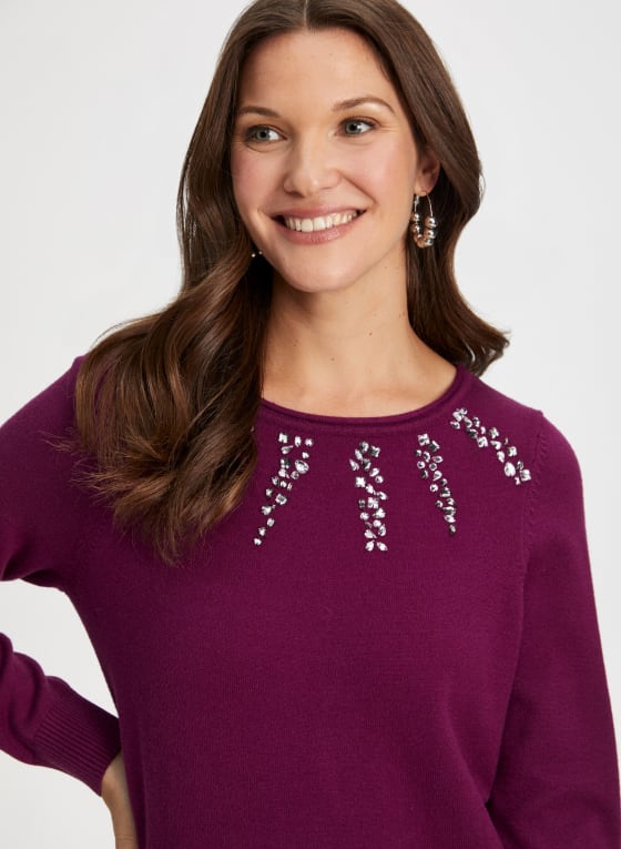 Rhinestone Detail Sweater