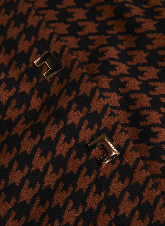 Houndstooth Mock Neck Cardigan