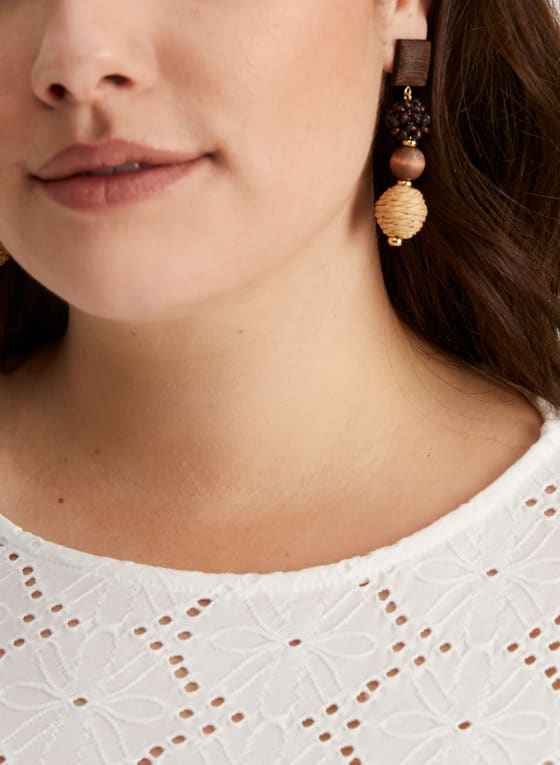 Wood & Raffia Dangle Earrings