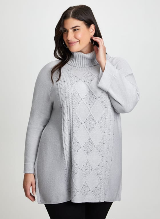 Pearl Embellished Tunic Sweater