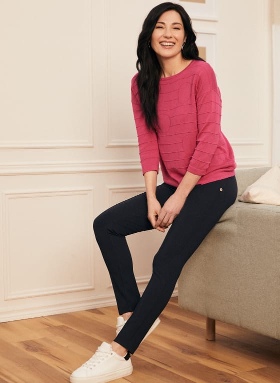 Pintuck Detail Pull-On Pants