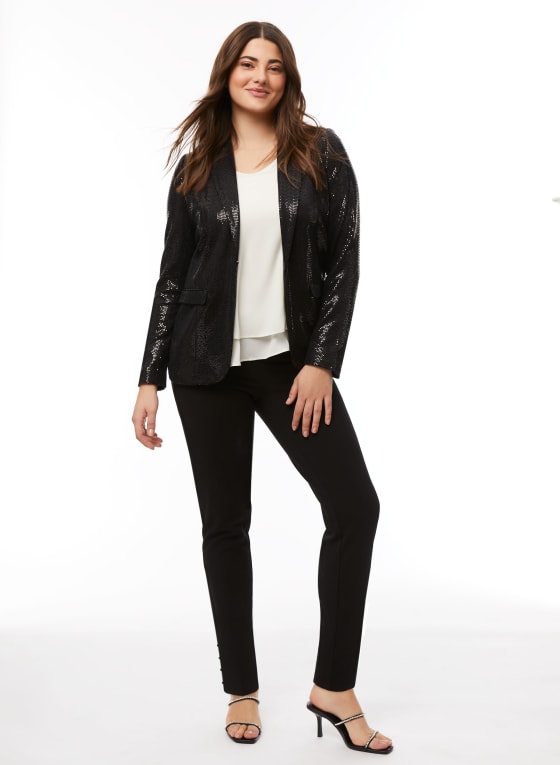 Notched Collar Sequin Jacket