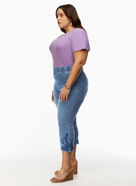 Pull-On Embroidered Jeans