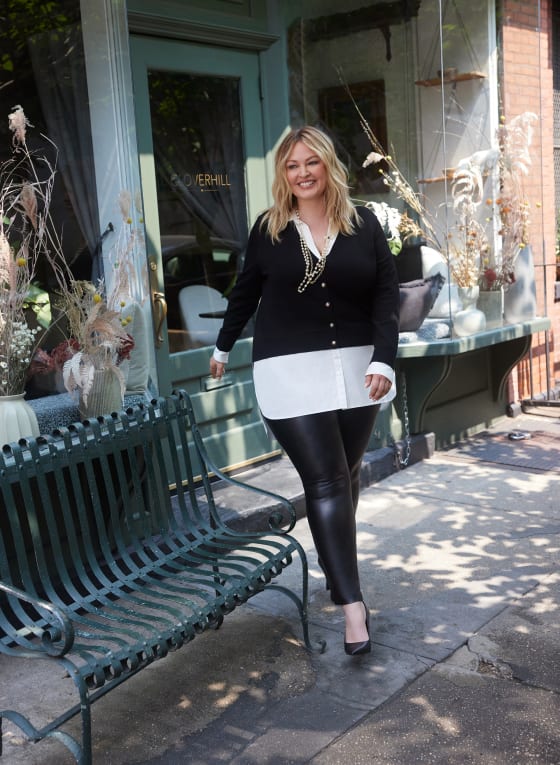 Vegan Leather Front Leggings