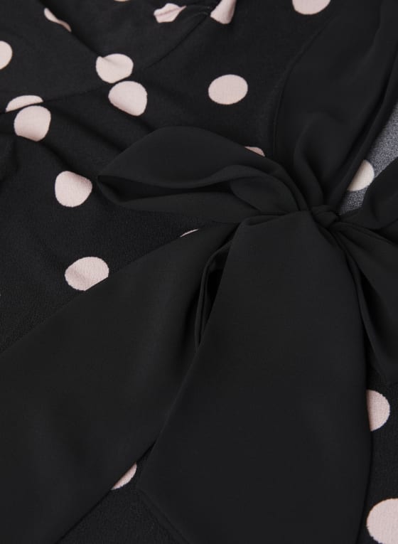 Tie Neck Dot Print Top