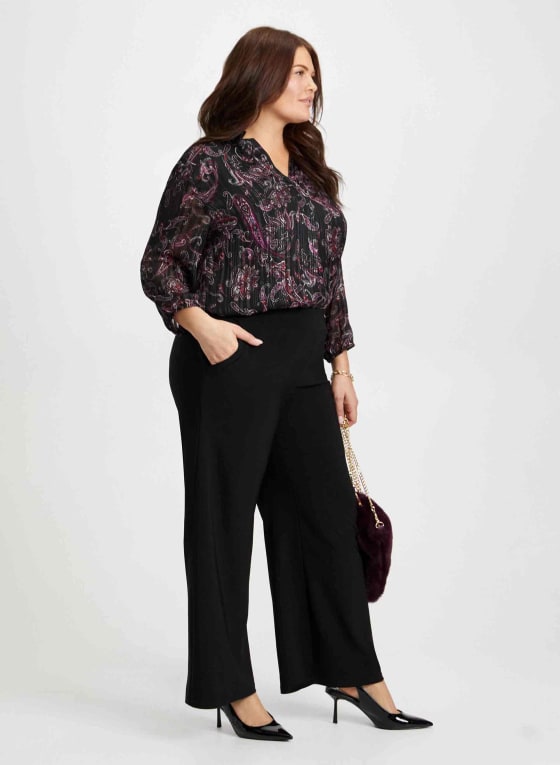 Wide Leg Pull-On Pants