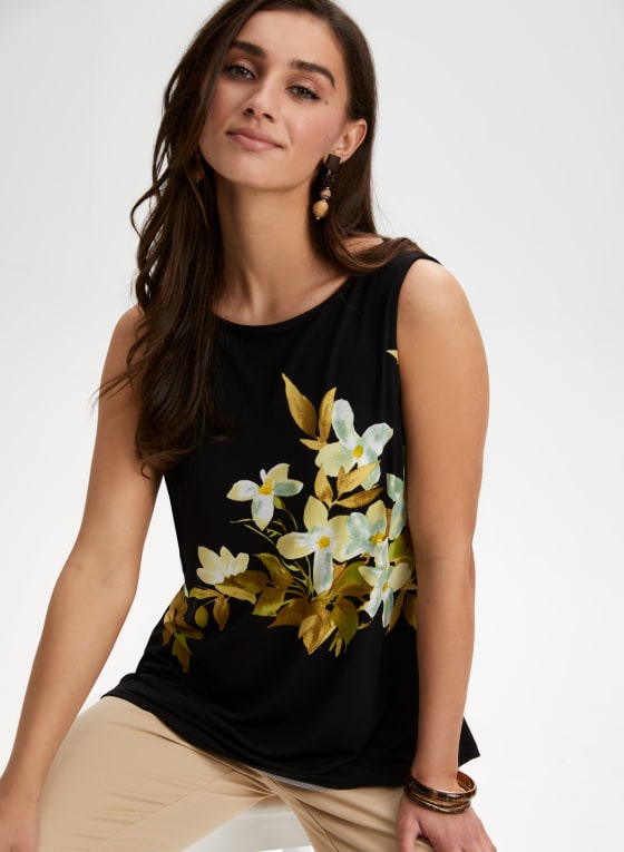 Tropical Floral Print Sleeveless Top