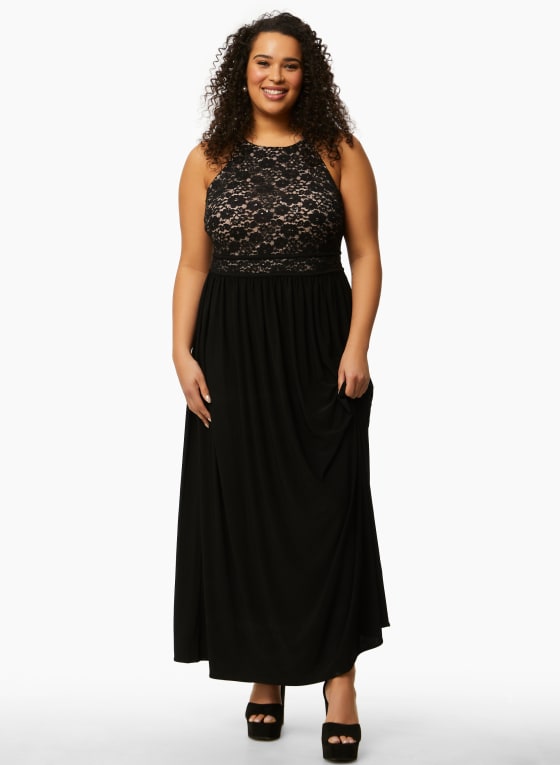 Sequin & Lace Halter Dress
