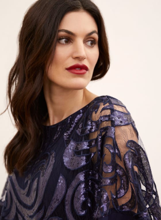 Sequin Swirl Poncho Dress