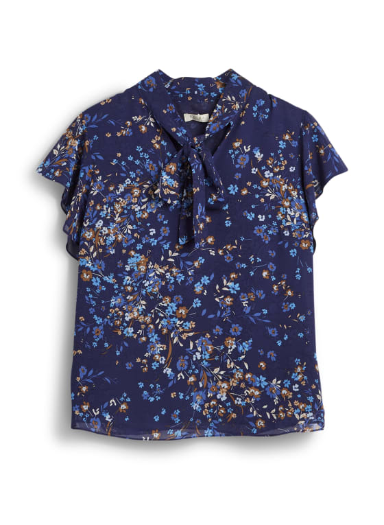 Floral Print Flutter Sleeve Blouse