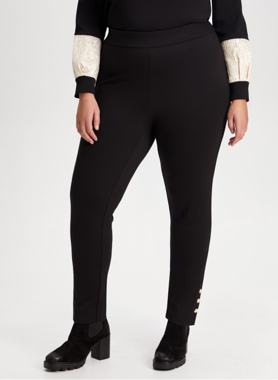 Pull-On Button Detail Pants