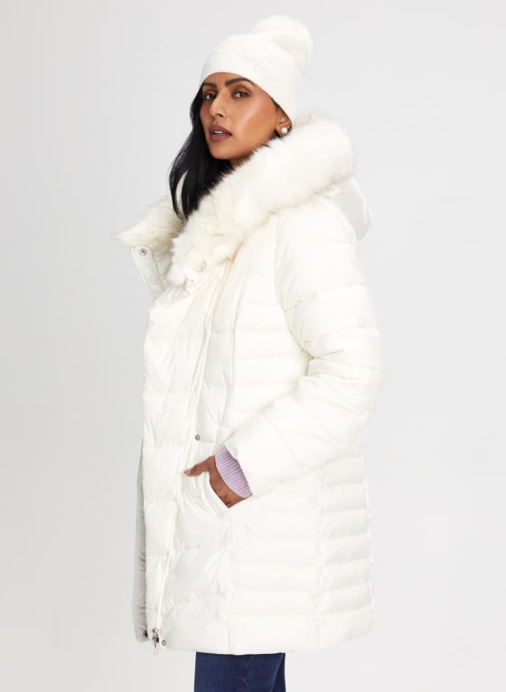 Quilted Asymmetrical Vegan Down Coat