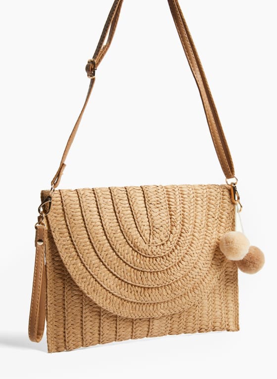 Straw Pom Pom Purse