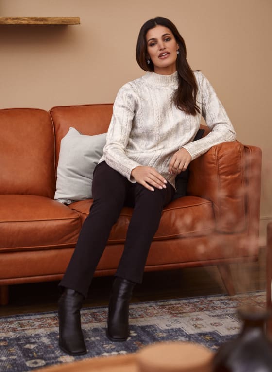Metallic Cable Knit Sweater