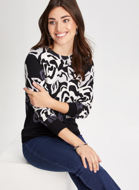 Rose Print Sweater
