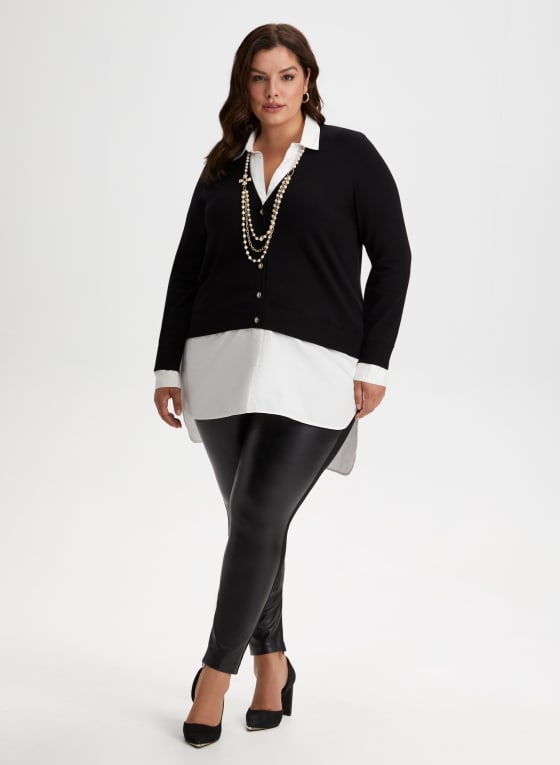 Shirt Collar Fooler Sweater
