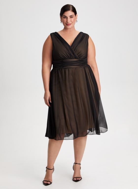 Mesh Detail Fit & Flare Dress
